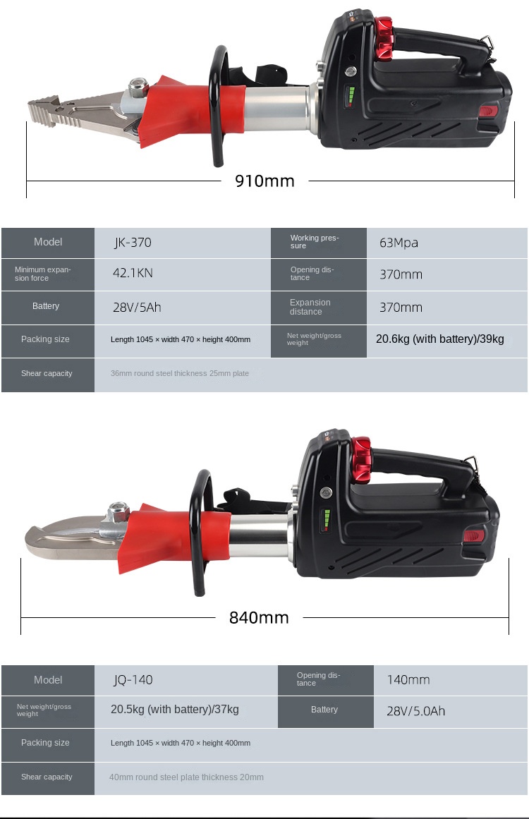 Electric Hydraulic Demolition Tool Set JK-370 Lithium Fire Rescue Equipment Combination Shear Expansion Tool High Strength Alloy
