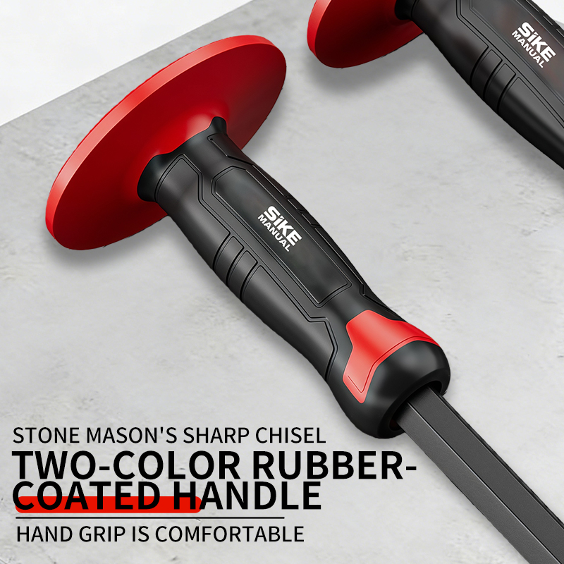 High-carbon Steel Stone Mason's Chisel &amp; Concrete Chisel - Rubber-Coated Handle, Hand Guard for Stone Working