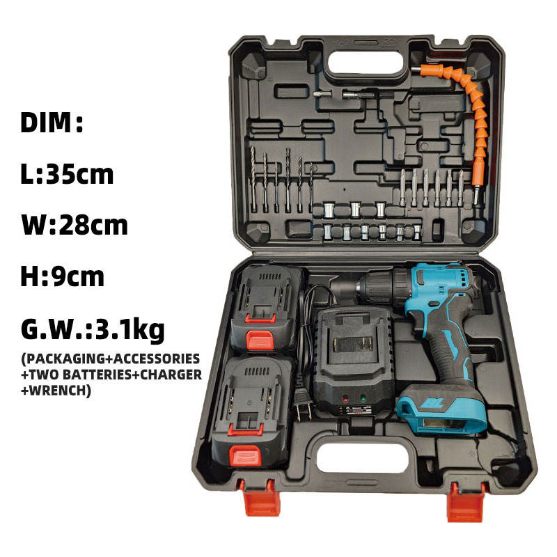 High Quality 18V 24V Cordless Impact Electric Drill 10mm Portable Hardware Power Tools with 20V Industrial Grade Li-ion Battery