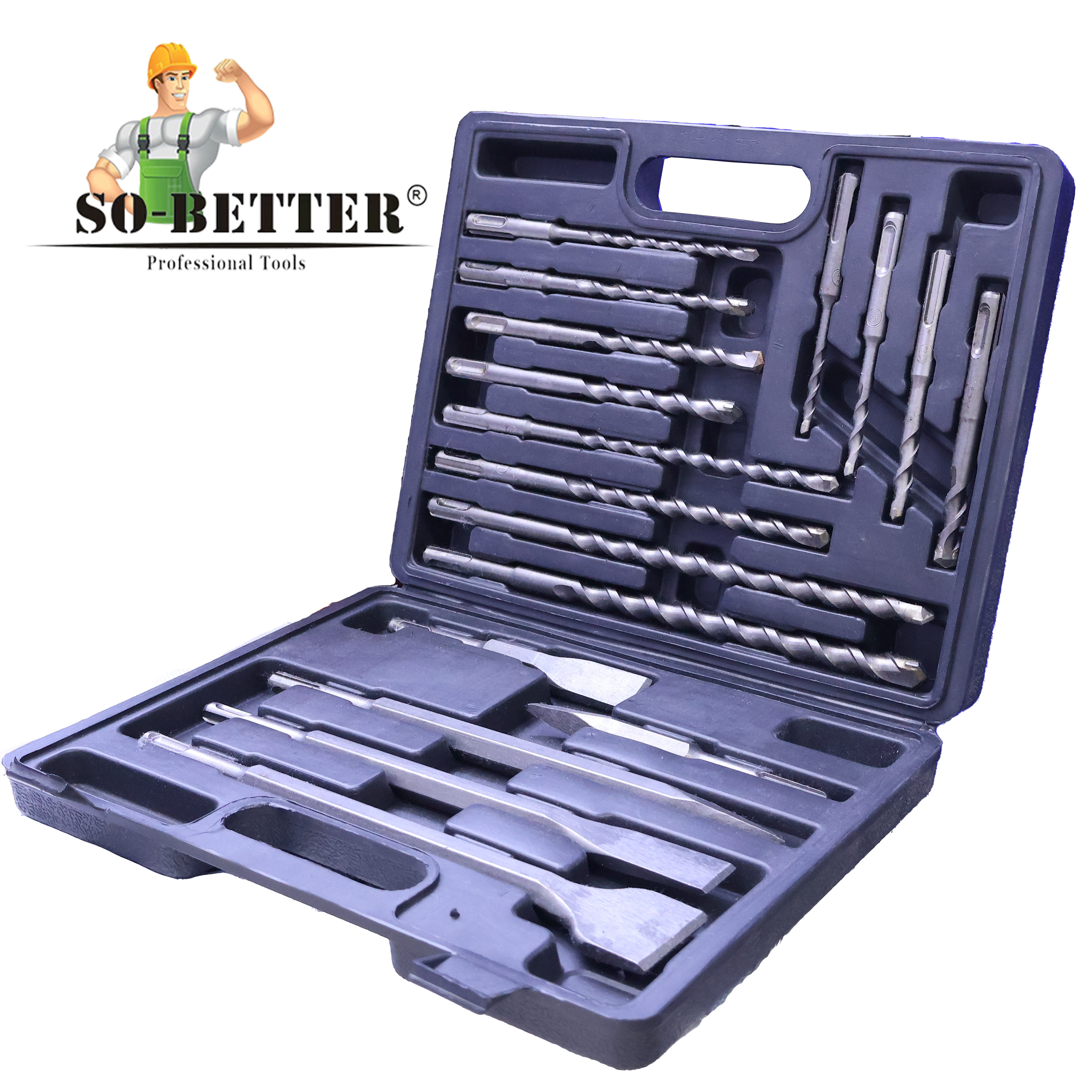 Electric Hammer Drills SDS Plus And Chisel Set 17pcs For Concrete Stone Working