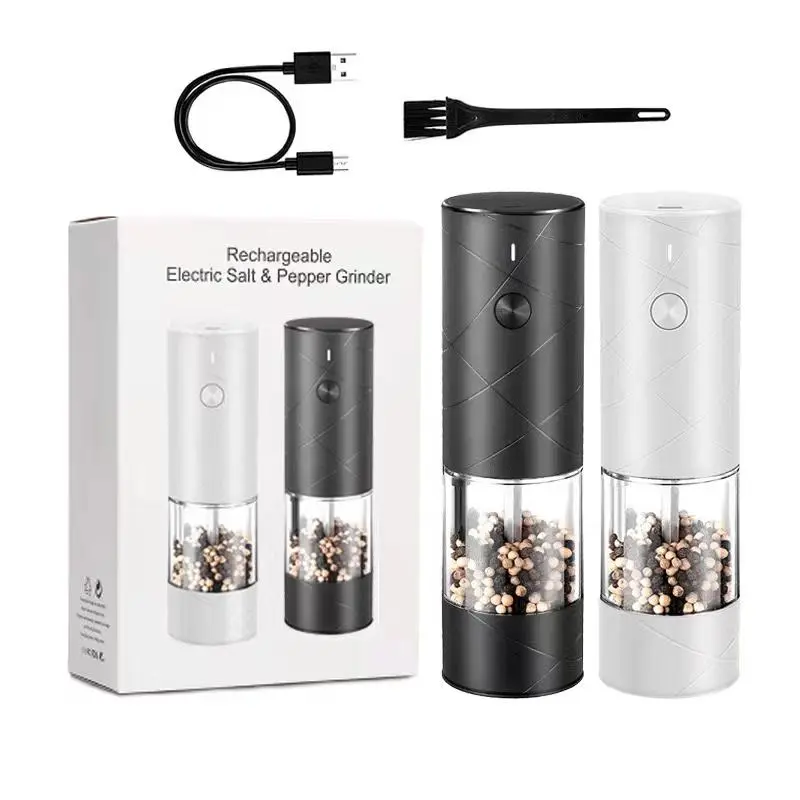Wholesale Electric Salt Pepper Grinder Set USB Rechargeable Warm LED Light Suppliers, Factories