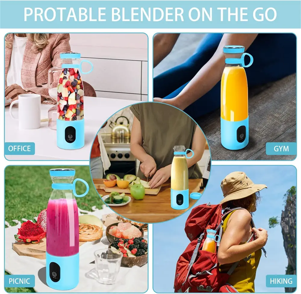 High-Quality Waterproof 300W 500 ML Electric Personal Fruit Juicer Squeezer Cup Hand Held Portable Blender Factories, Factory