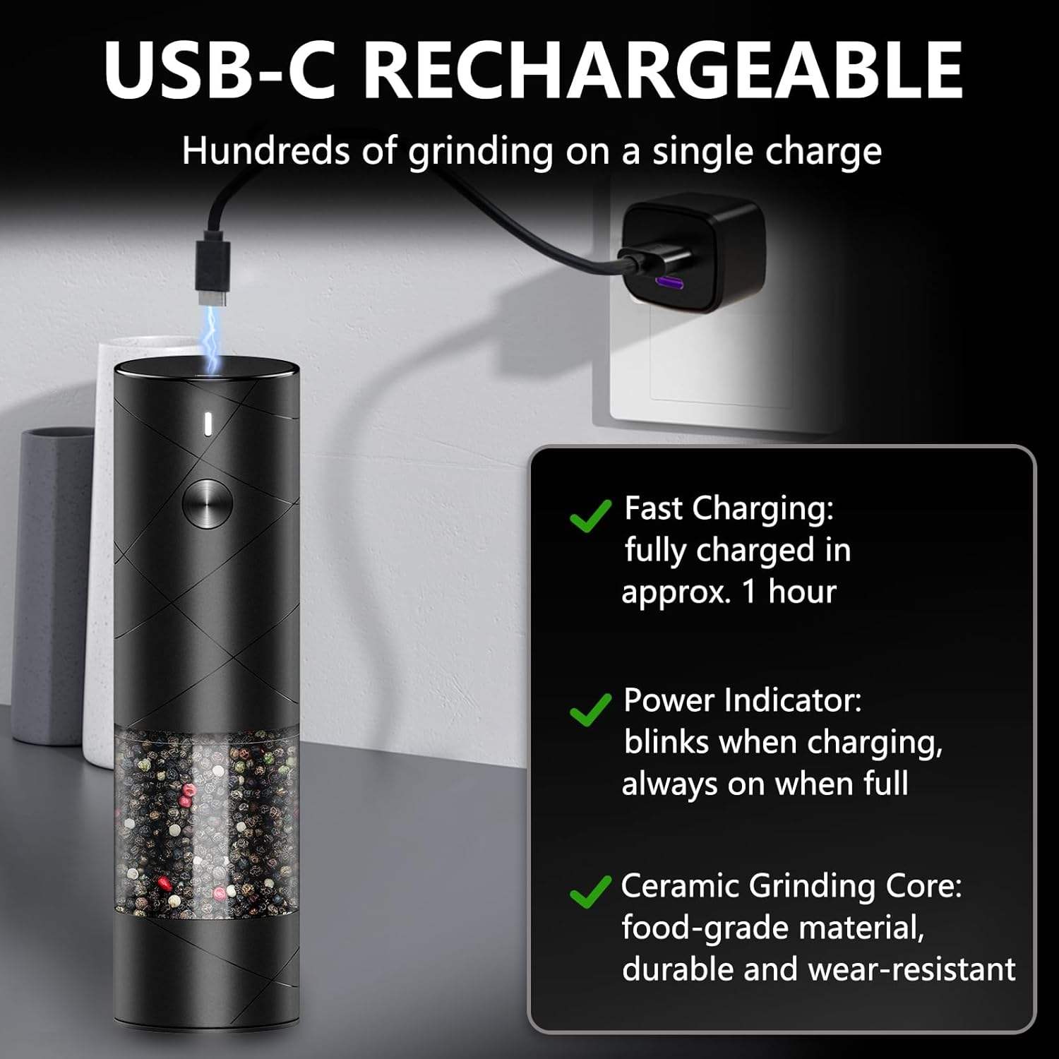 Electric Salt Pepper Grinder Set