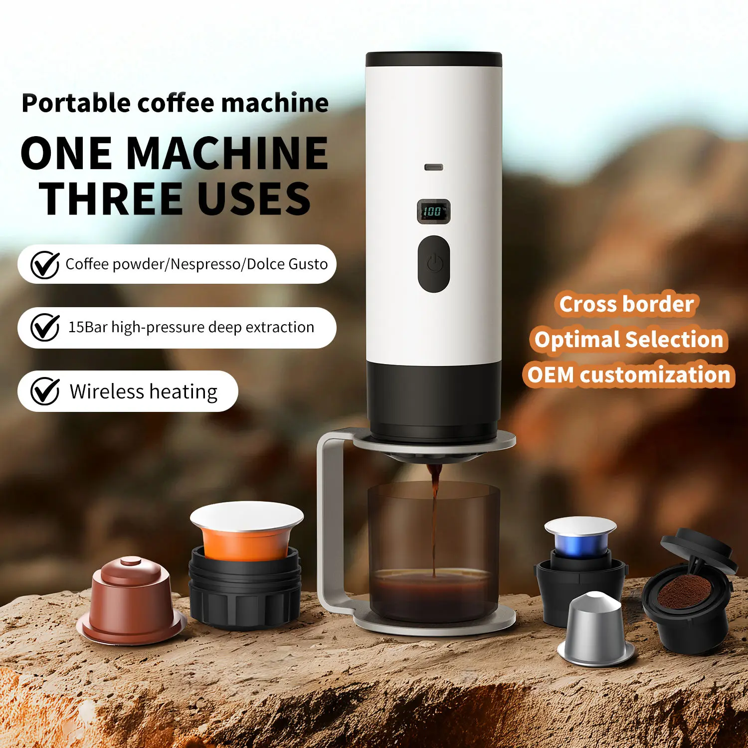 High-Quality 3 in 1 Self-Heating Portable Espresso 7800mAh Electric Coffee Maker Manufacturer, Factory
