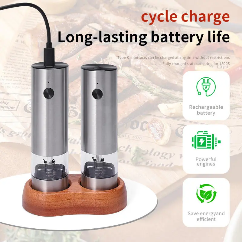 High-Quality Rechargeable Automatic Salt Pepper Mill Grinder Electric Salt and Pepper Grinder Set Manufacturer, Manufacturers
