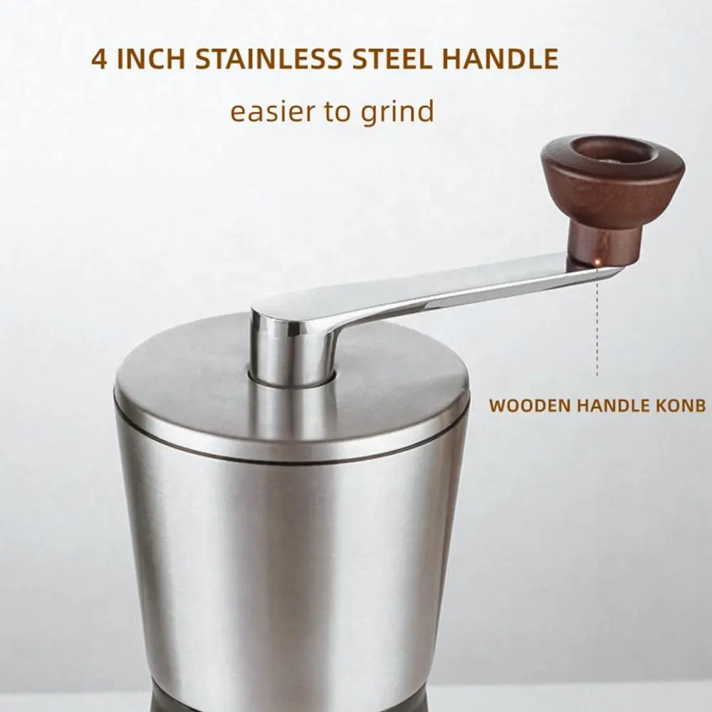 High-Quality Portable Stainless Steel Coffee Mill Manual Coffee Grinder with Adjustable Settings Supplier, Factories