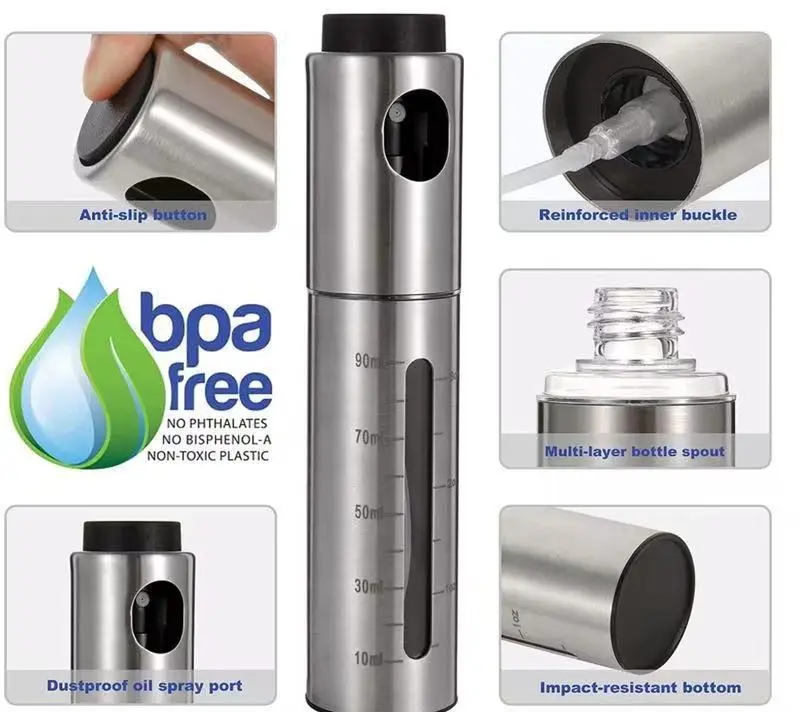 Wholesale Stainless Steel Olive Glass Spray Oil Sprayer Bottle for Cooking Camping Supplier, Factory
