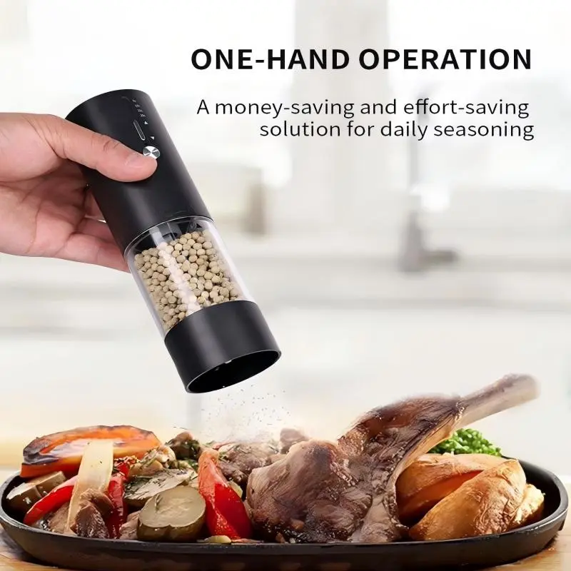 OEM Electric USB Rechargeable 118ML Ceramic Burr Salt Pepper Grinder Set Base LED Factories, Factory