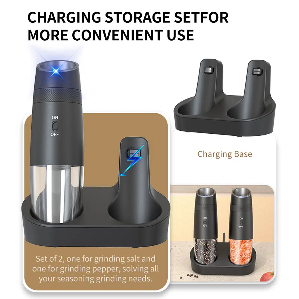 Wholesale Rechargeable Electric Salt and Pepper Grinder Set Gravity Pepper Mills Set with LED Suppliers, Supplier