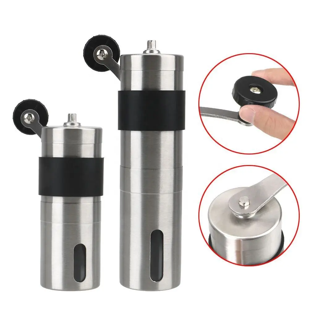 OEM Mini Portable Hand Stainless Steel Manual Coffee Grinder with Adjustable Setting Coffee Brushed Suppliers, Supplier