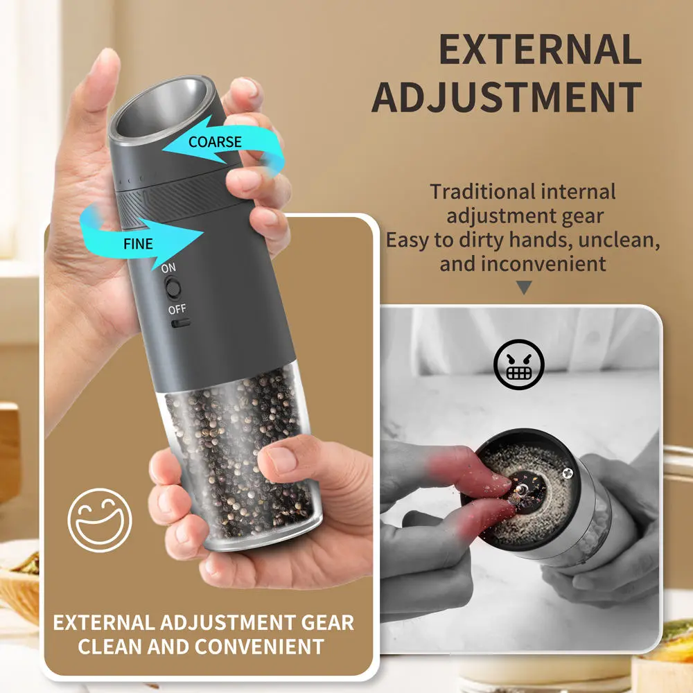 Wholesale Rechargeable Electric Salt and Pepper Grinder Set Gravity Pepper Mills Set with LED Suppliers, Supplier