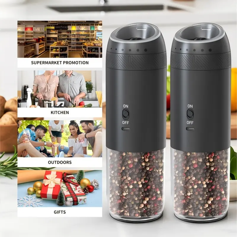 Wholesale Rechargeable Black Pepper Mill Grinder With Blue Light and Stand Manufacturers, Suppliers