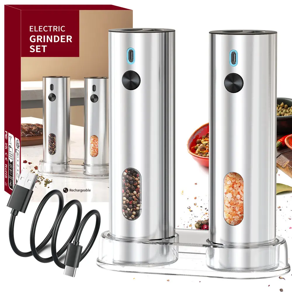 Wholesale 2Pack Electric Salt and Pepper Grinder Set USB Rechargeable Manufacturers, Factories