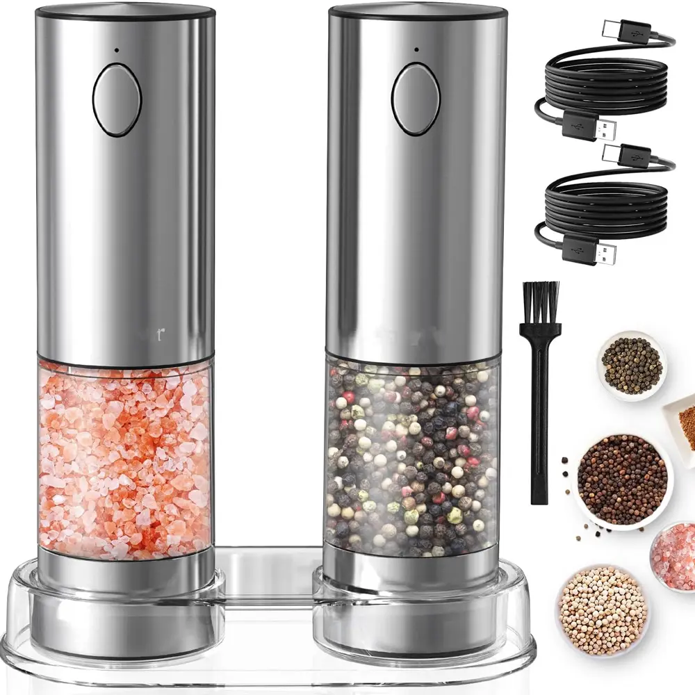 High-Quality Stainless Steel Rechargeable Automatic Salt Electric Pepper Shakers Set Manufacturer, Factory