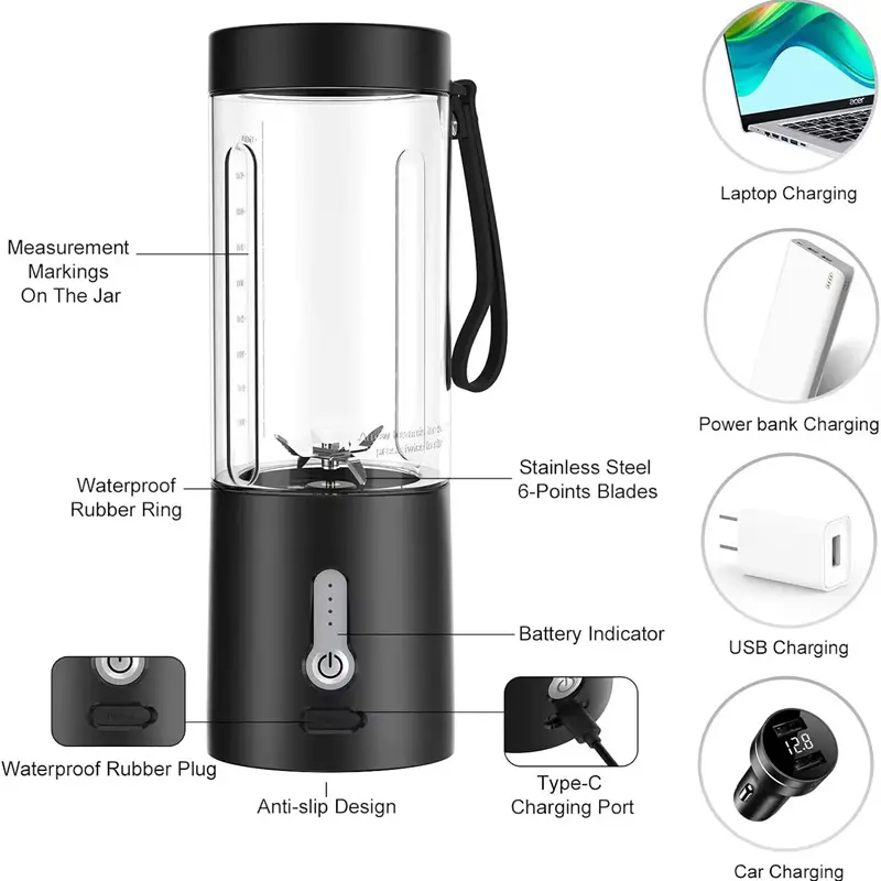 Wholesale Home Smart Application Mini Personal USB Portable Rechargeable Electric Blender Manufacturers, Supplier