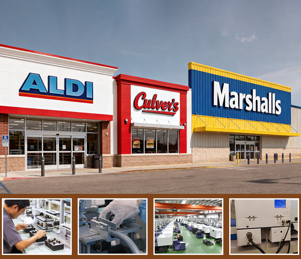 Blossom products displayed in international supermarket retail environment