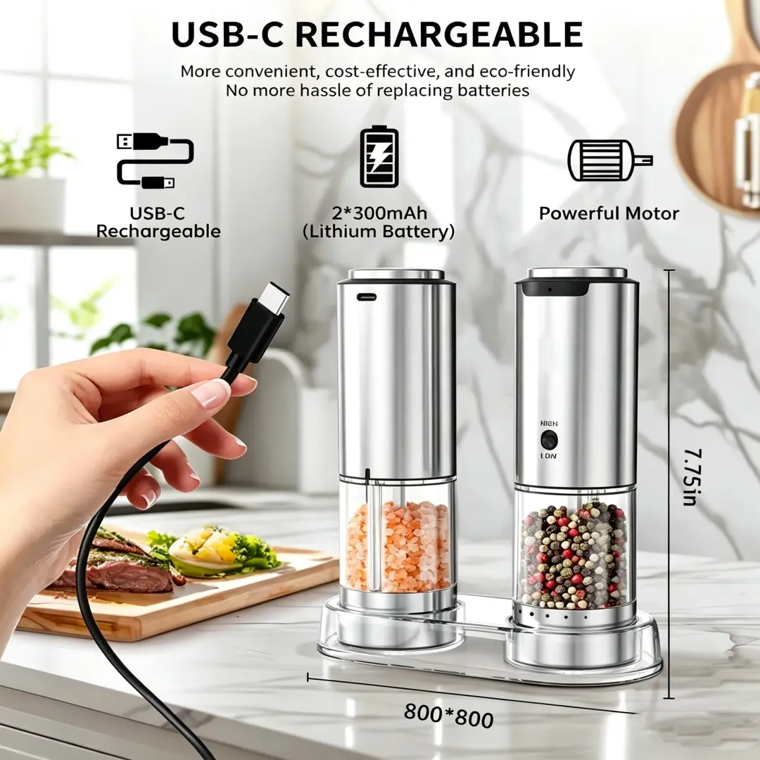 Wholesale New Adjustable Speed Electric Salt & Pepper Grinder Set with Plastic Body Factories, Factory