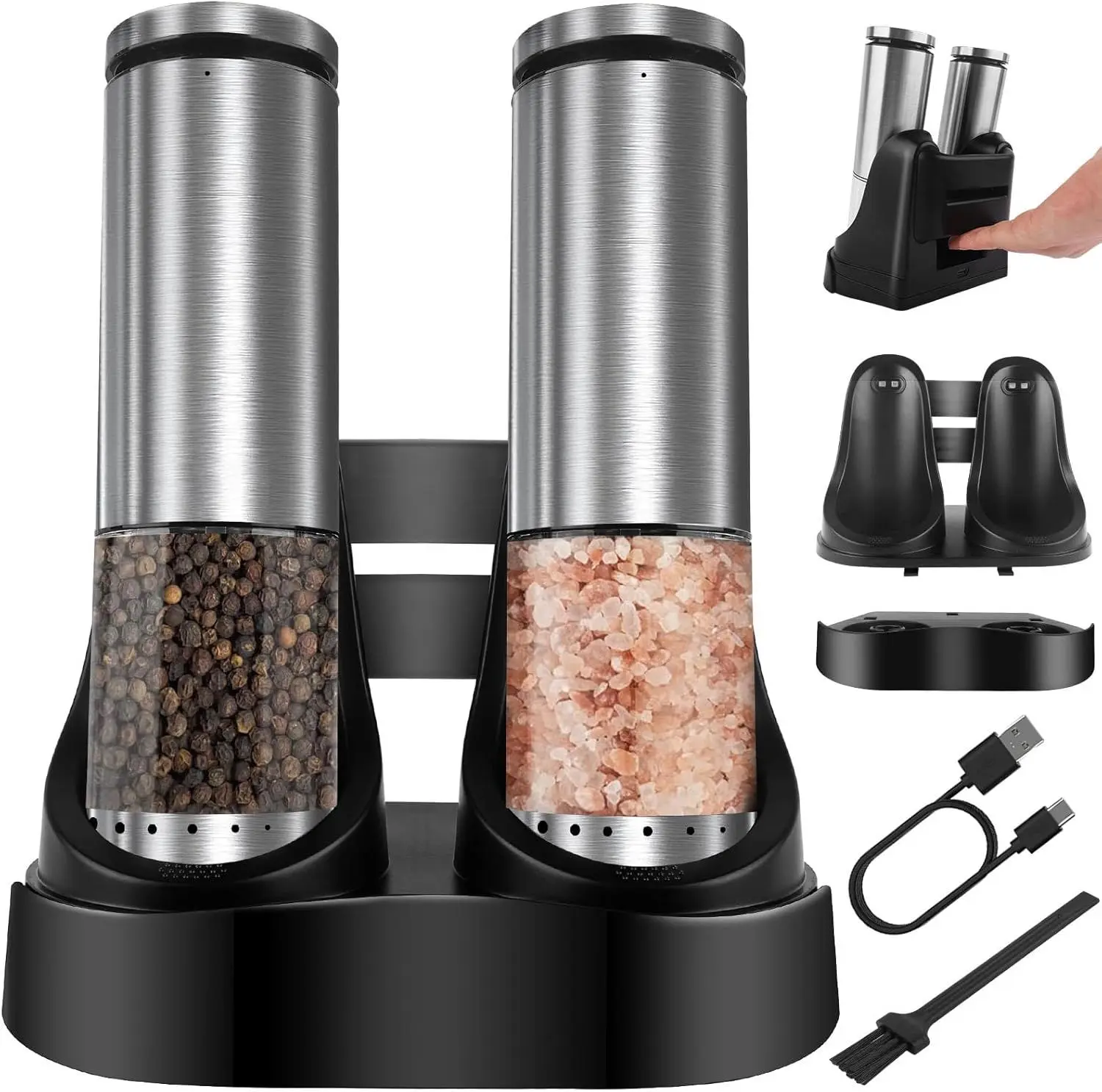 High-Quality Salt and Pepper Grinder Set USB Rechargeable With Led Light Suppliers, Supplier