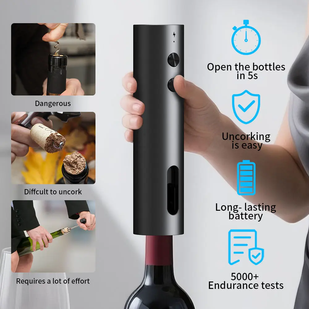 OEM Rechargeable Corkscrew Wine Bottle Openers for Gifts Manufacturer, Suppliers