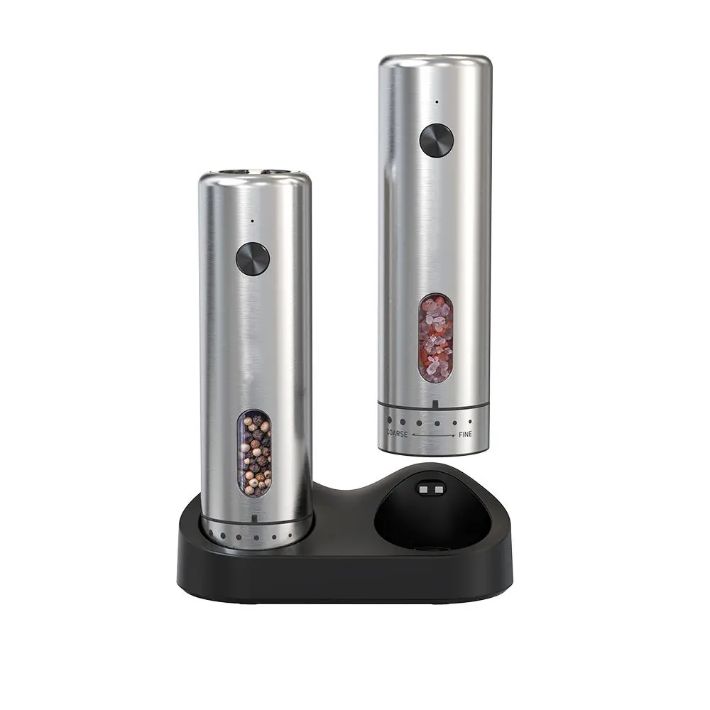 High-Quality New Electric Salt and Pepper Grinder Set with Charging Base and External Dial Suppliers, Supplier
