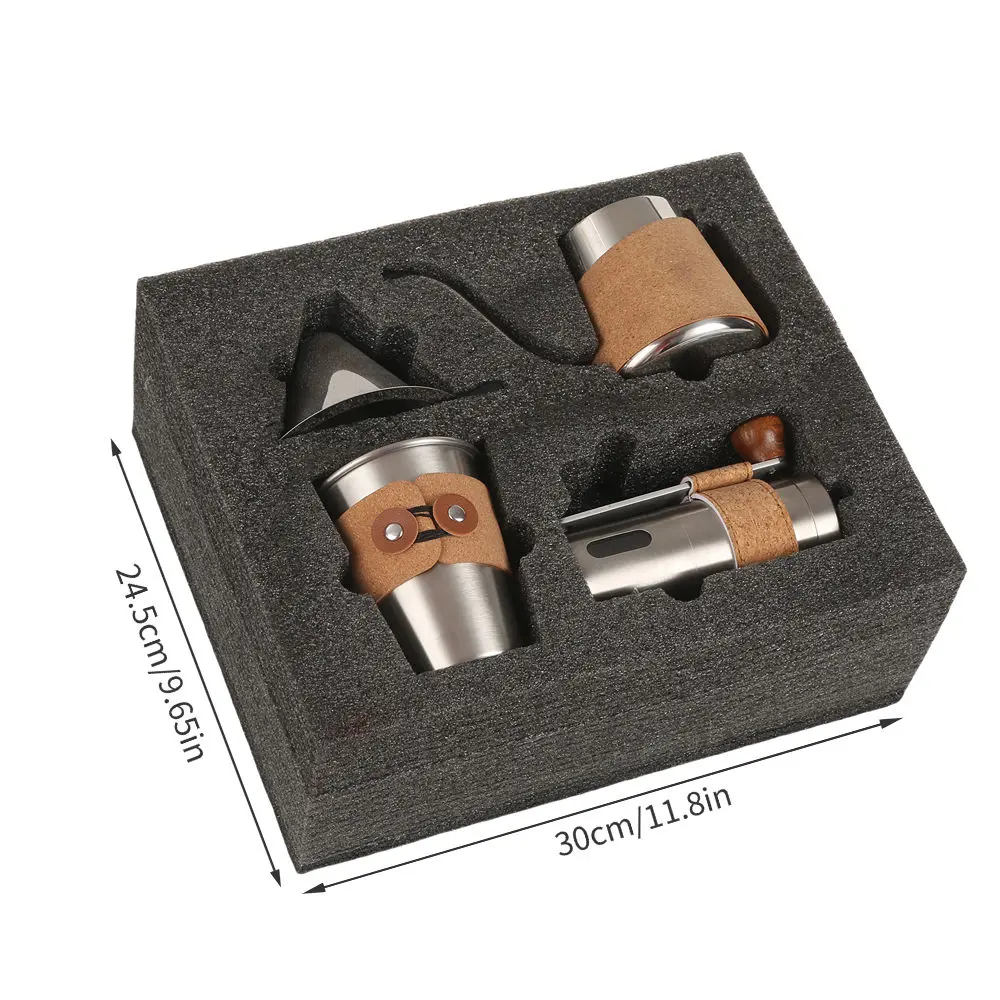 OEM Pour Over Coffee Set Manual Stainless Steel Coffee Cup Hand-brewed Pot Pot Filter Drain Manual Coffee Grinder Set Manufacturer, Suppliers