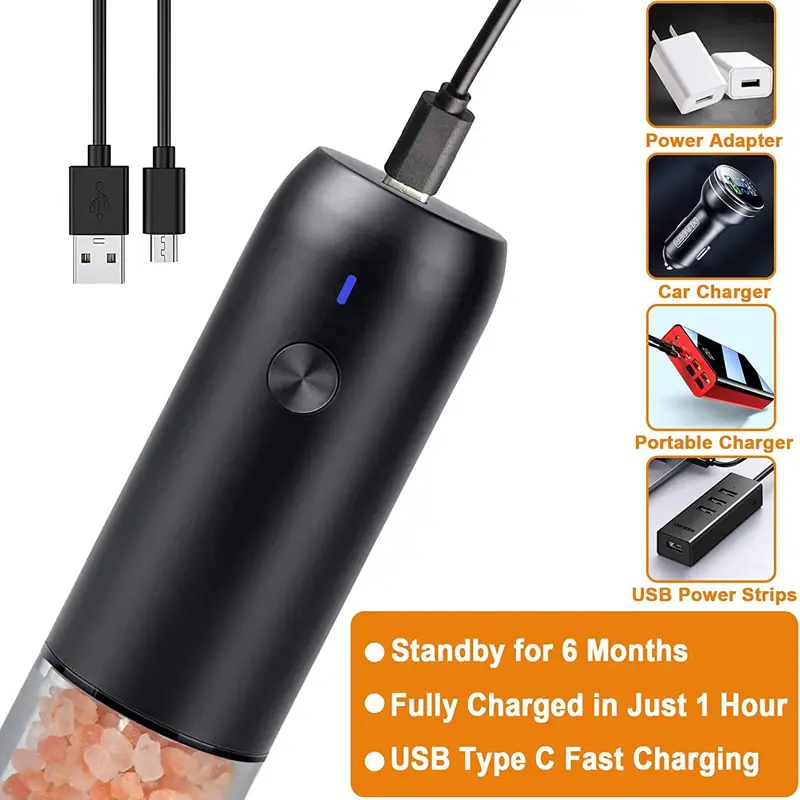 Wholesale Adjustable Electric Automatatic USB Rechargeable Salt and Pepper Grinder Supplier, Factory