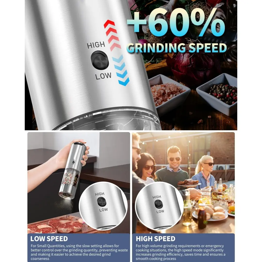 Wholesale New Adjustable Speed Electric Salt & Pepper Grinder Set with Plastic Body Factories, Factory