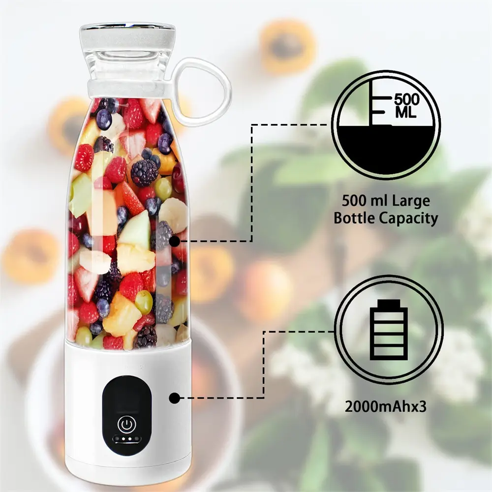High-Quality Waterproof 300W 500 ML Electric Personal Fruit Juicer Squeezer Cup Hand Held Portable Blender Factories, Factory