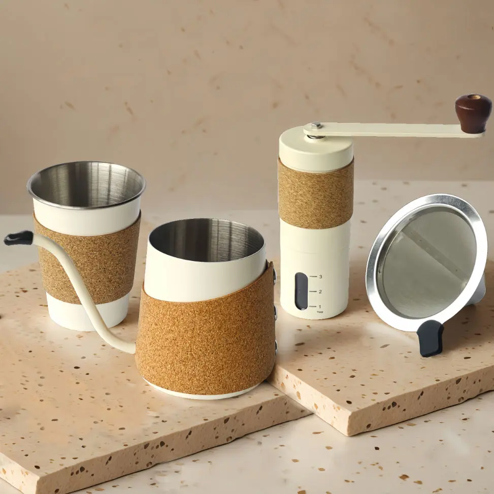 OEM Pour Over Coffee Set Manual Stainless Steel Coffee Cup Hand-brewed Pot Pot Filter Drain Manual Coffee Grinder Set Manufacturer, Suppliers