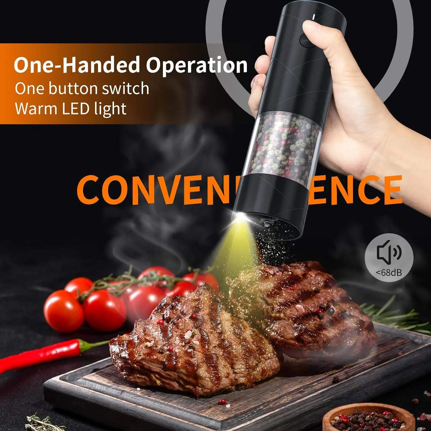 Wholesale Electric Salt Pepper Grinder Set USB Rechargeable Warm LED Light Suppliers, Factories