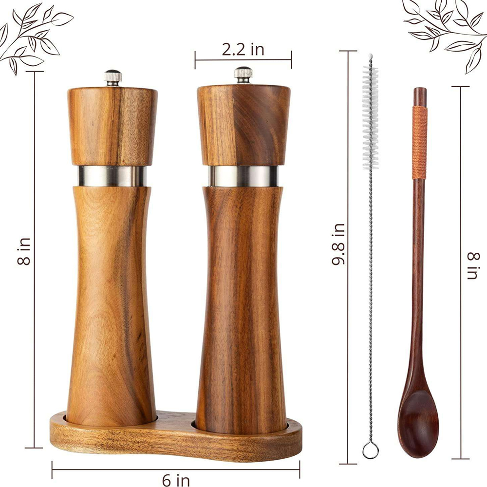 8-Inch Wood Salt and Pepper Mill