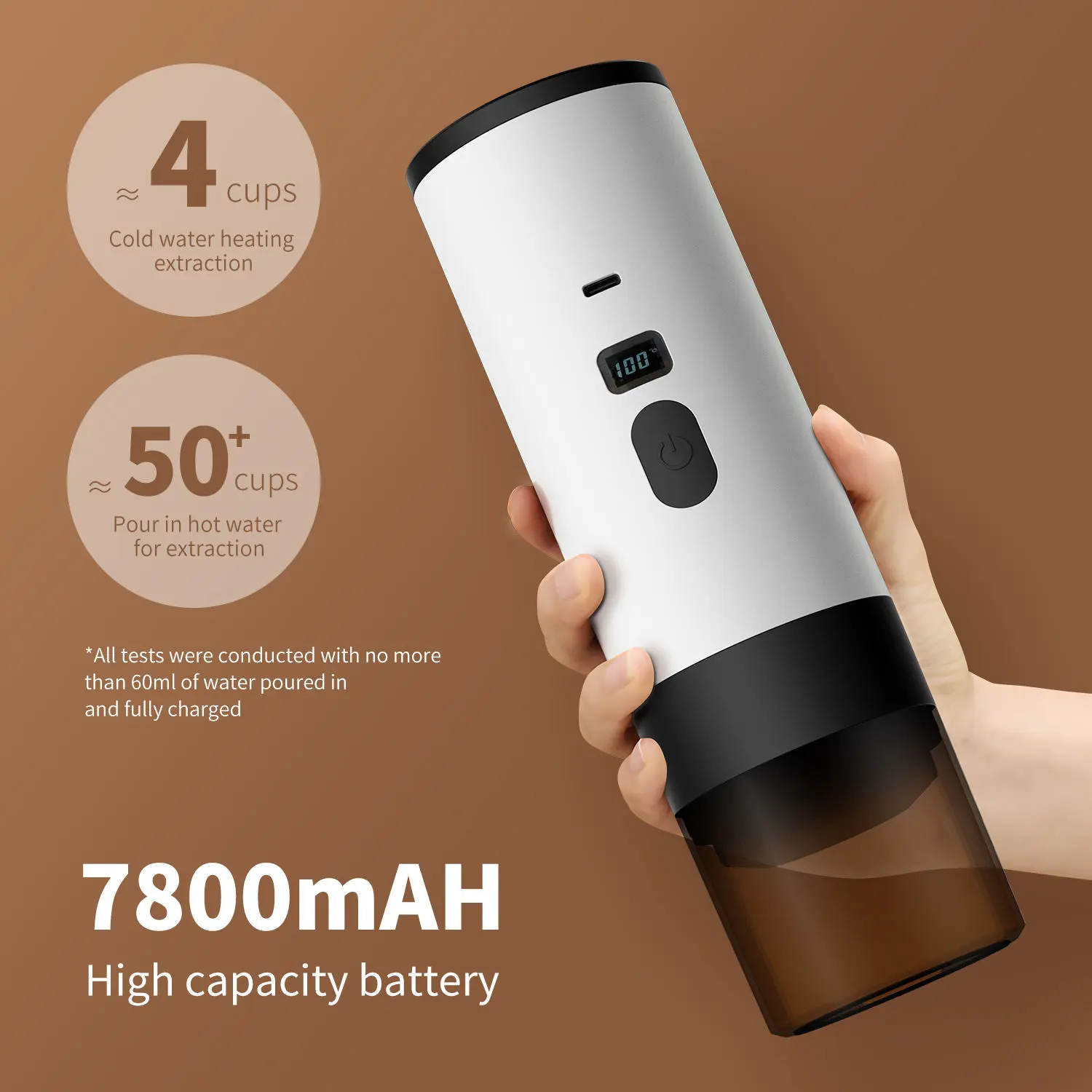 High-Quality 3 in 1 Self-Heating Portable Espresso 7800mAh Electric Coffee Maker Manufacturer, Factory
