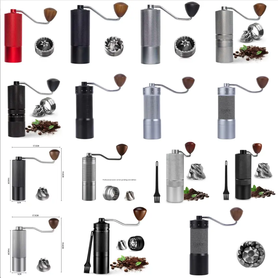 Wholesale 60 Levels External Adjustment Titanium Gold SS Burr Mill Portable Espresso Manual Coffee Grinder Manufacturers, Supplier