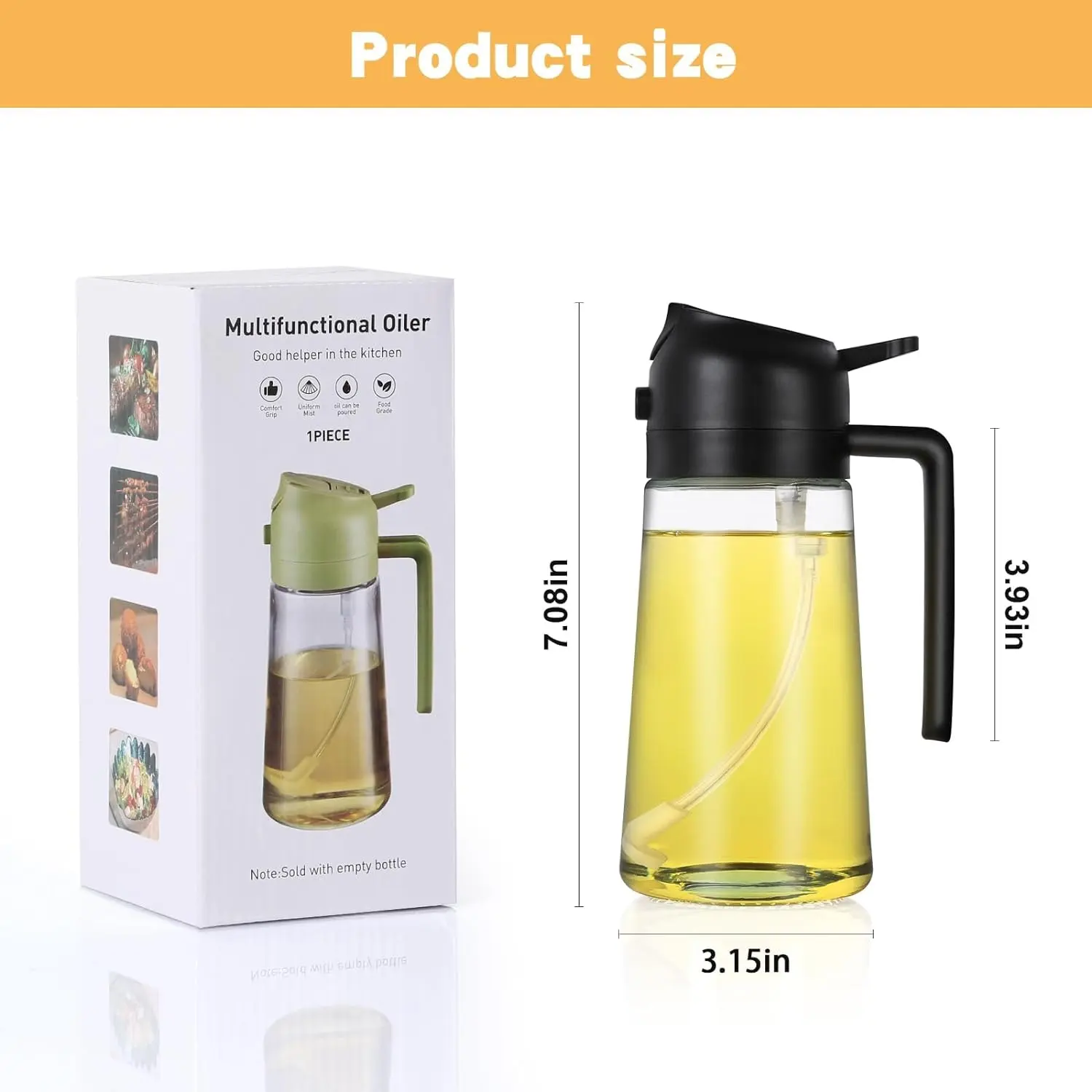 Wholesale 2 in 1 470ml Dispenser Bottle Glass Olive Oil Sprayer for Cooking Manufacturer, Supplier