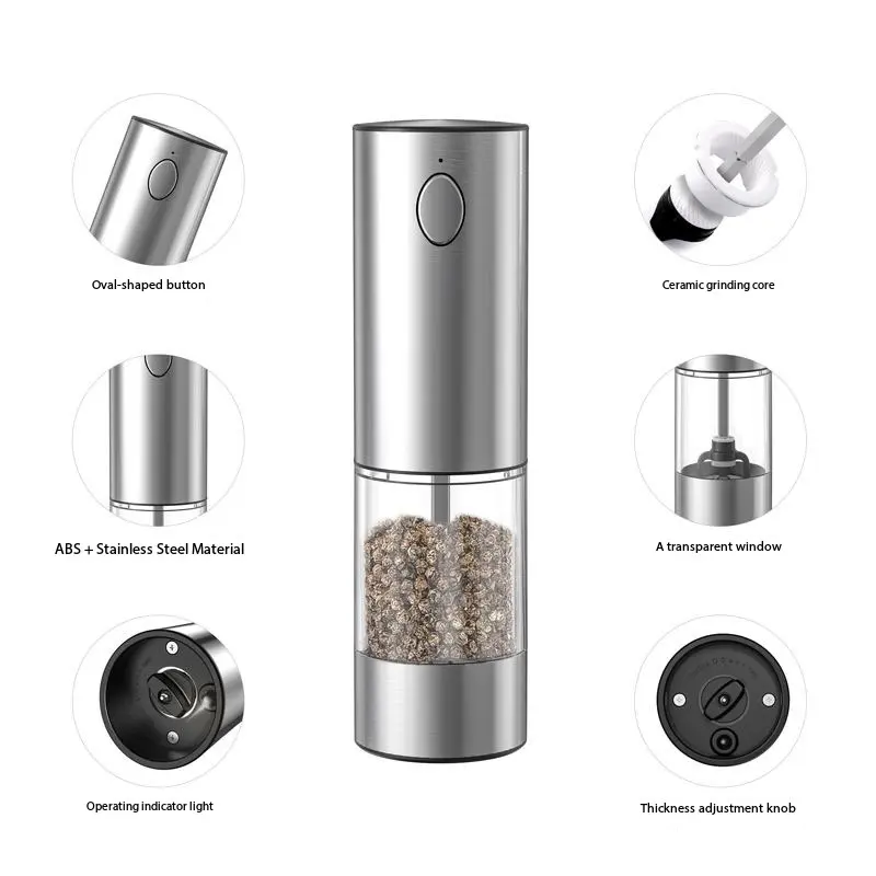 China Electric Salt and Pepper Grinder Set with Rechargeable Base Large Capacity Manufacturer, Manufacturers