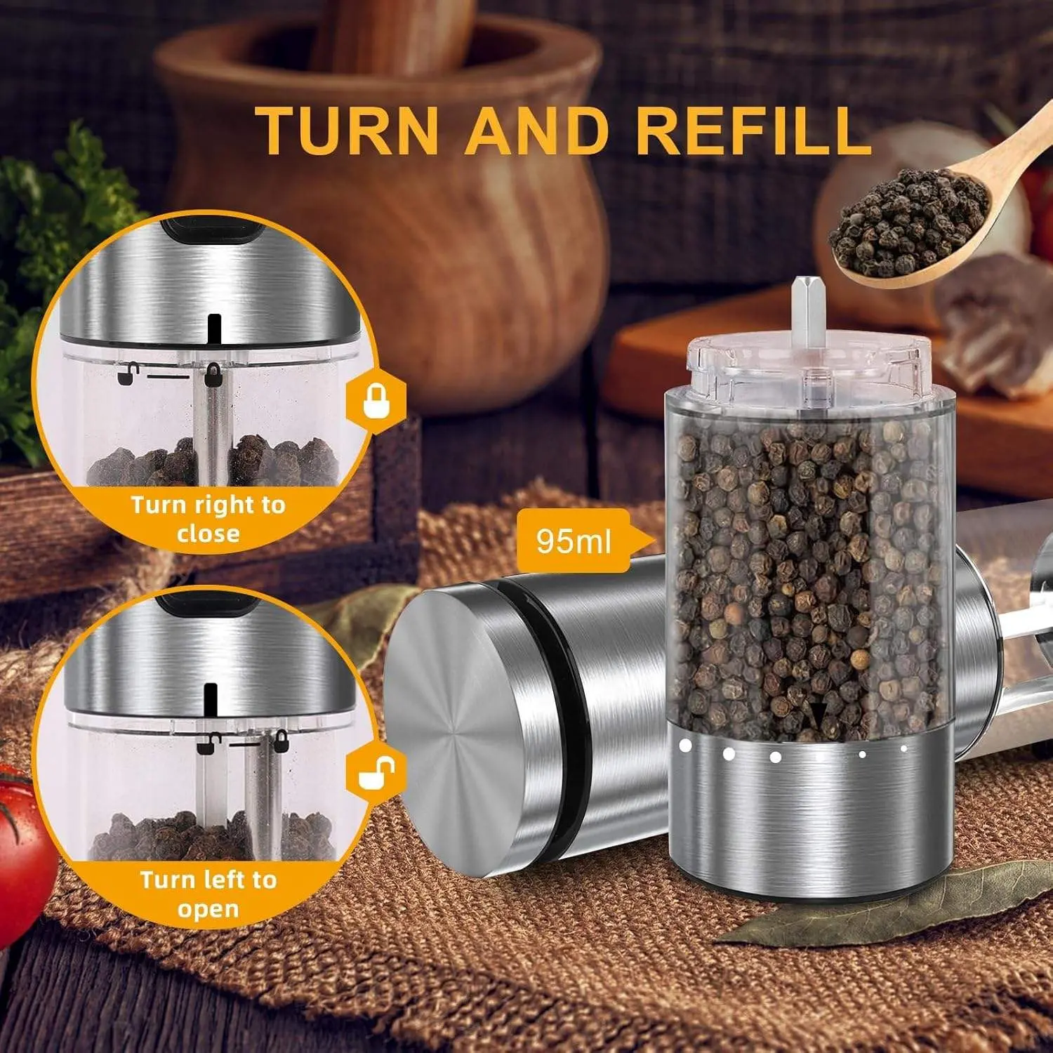 High-Quality Salt and Pepper Grinder Set USB Rechargeable With Led Light Suppliers, Supplier