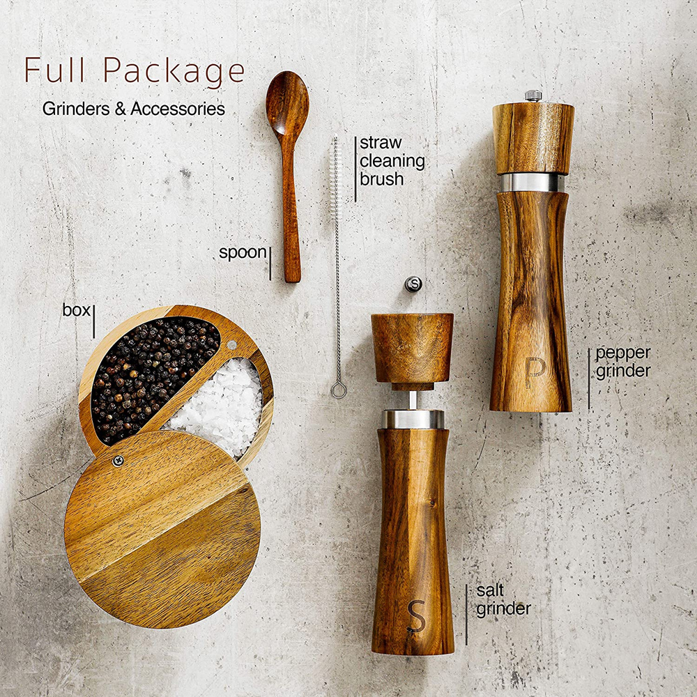 Acacia Wood Grinder Set Details