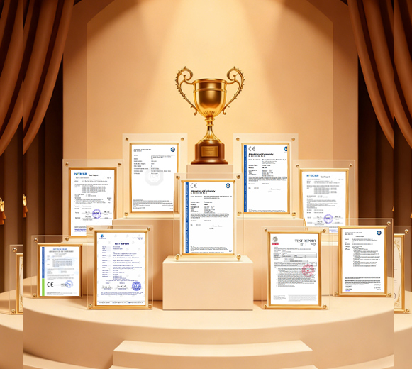 Blossom international certifications including CE FCC RoHS and patent portfolio