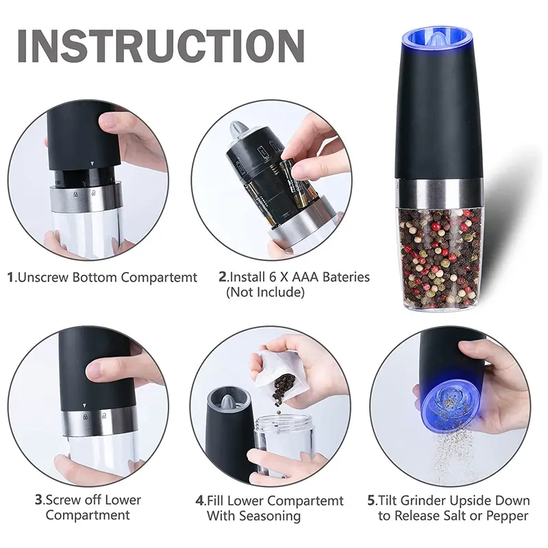 OEM Electric Gravity Salt and Pepper Grinder Set Suppliers, Factory