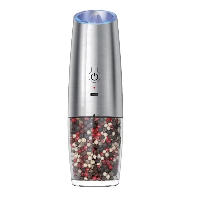 High-Quality Rechargeable Black Pepper Mill Grinder with Blue Light Stand Suppliers, Factories