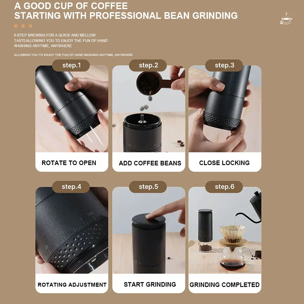 High-Quality 38 Levels Adjustment USB Rechargeable Wireless Electric Coffee Maker Manufacturers, Factory