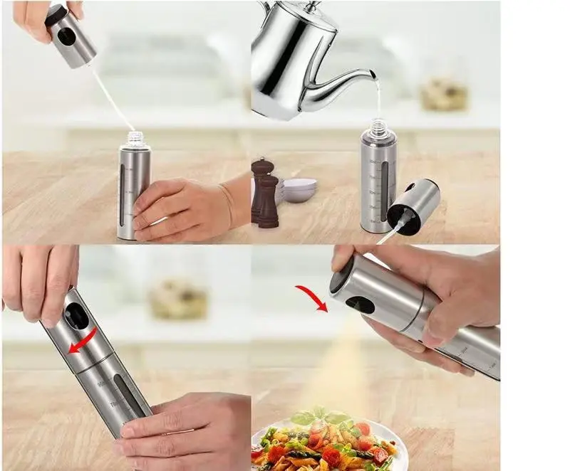 Wholesale Stainless Steel Olive Glass Spray Oil Sprayer Bottle for Cooking Camping Supplier, Factory