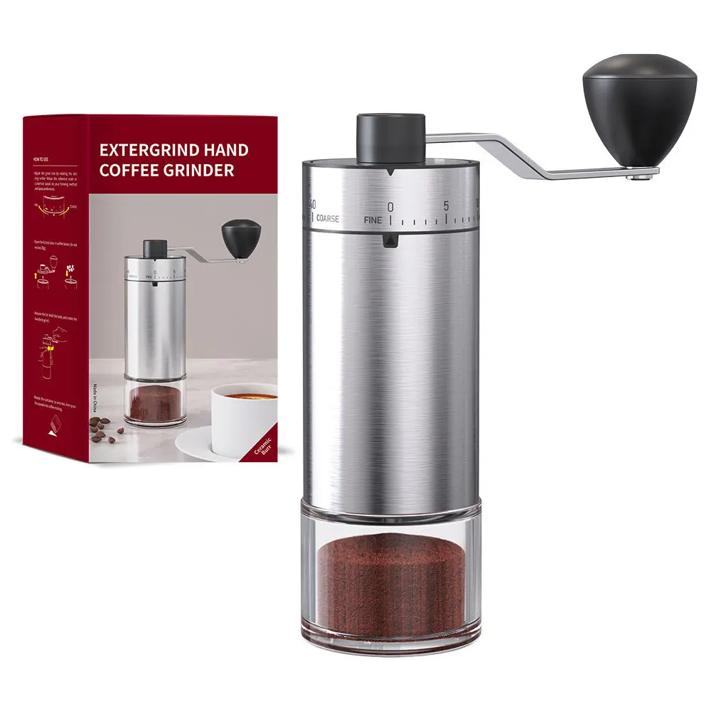 China Mini Handle Manual Coffee Bean Grinder Mill with 25 Capacity Visible Lid Suppliers, Factory