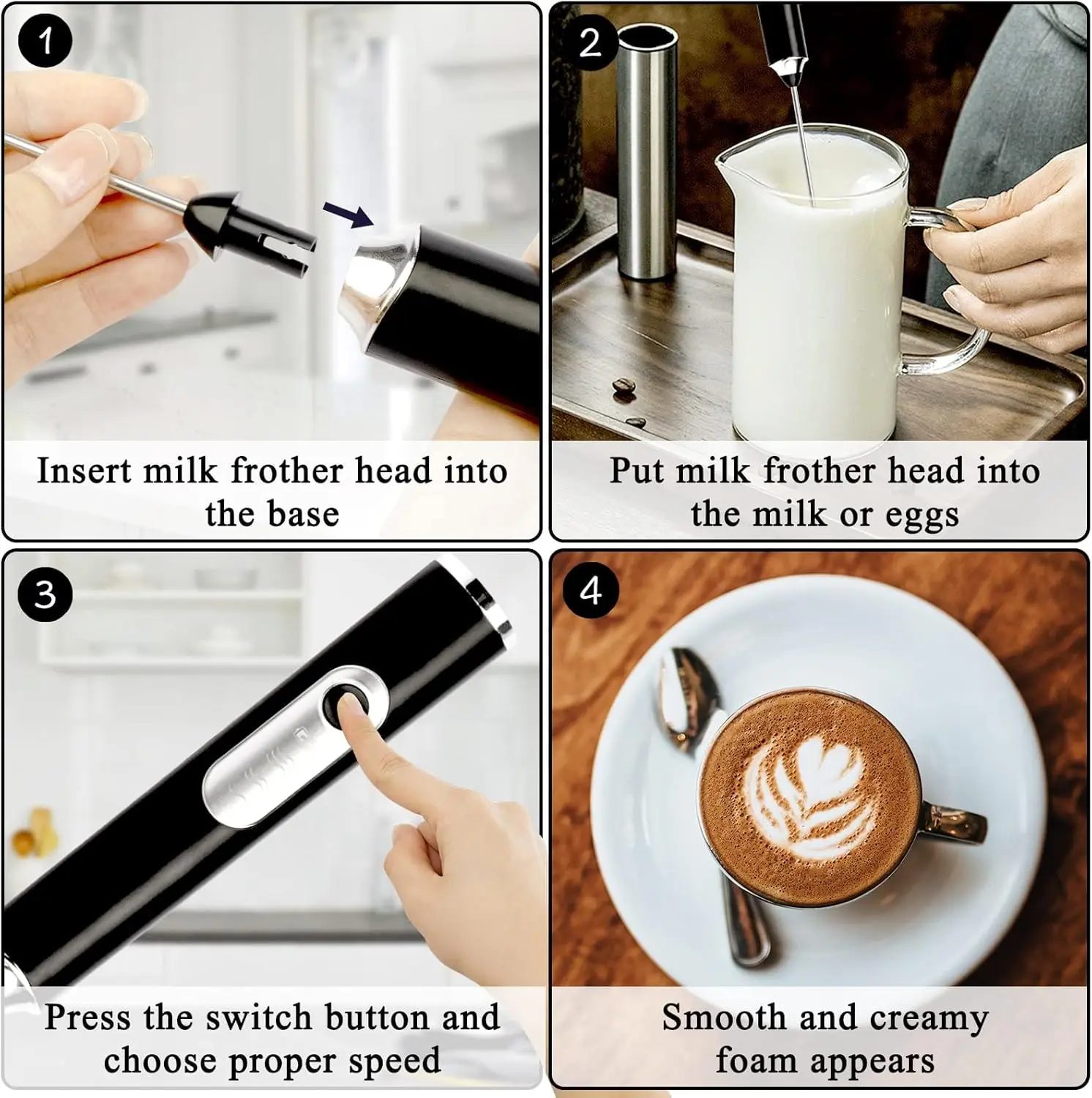 Wholesale Rechargeable Drink Mixer Handheld Milk Frother for Coffee With 3 Speeds Electric Factories, Factory