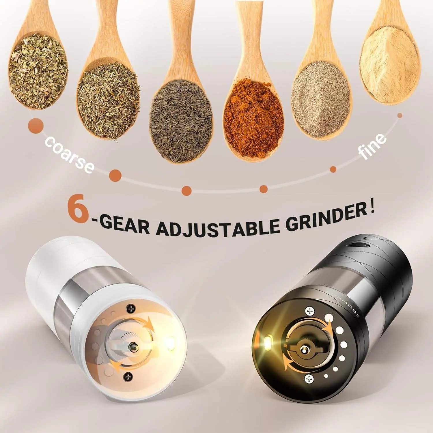 Wholesale Electric Salt Pepper Grinder Set USB Rechargeable Warm LED Light Suppliers, Factories