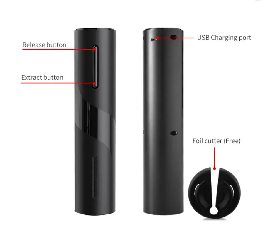 OEM Private Label Battery Operated Corkscrew Electric Wine Bottle Openers With Foil Cutter for Gifts Manufacturers, Supplier