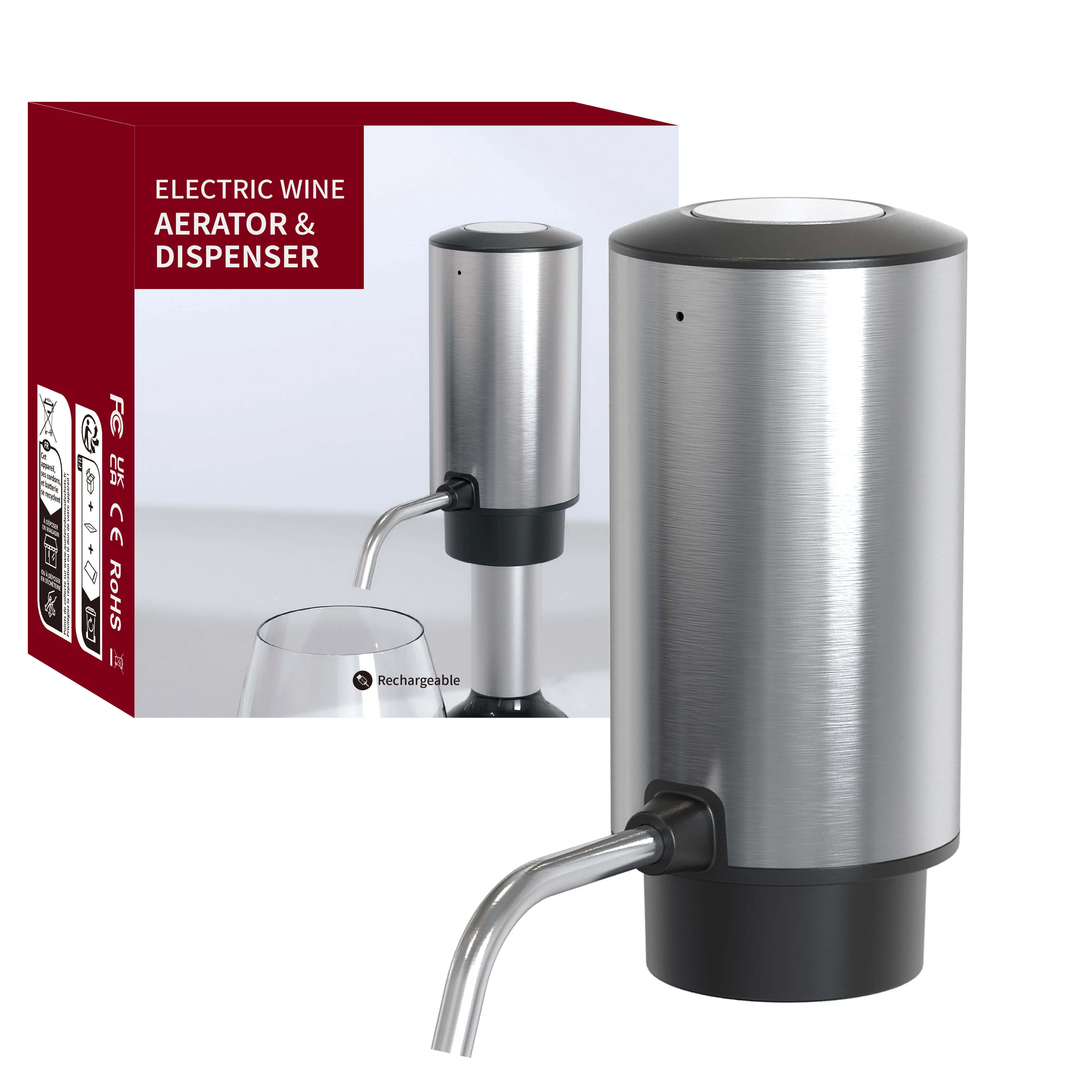 China Top Selling Air Pressure Auto Electric Wine Aerator Dispenser with Storage Base Manufacturer, Factories