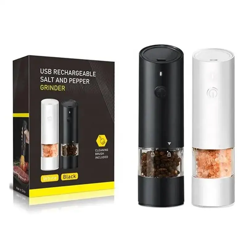 OEM New Wooden Color Salt Pepper Grinder Set USB Rechargeable Electric Pepper Mill With Light Factories, Factory