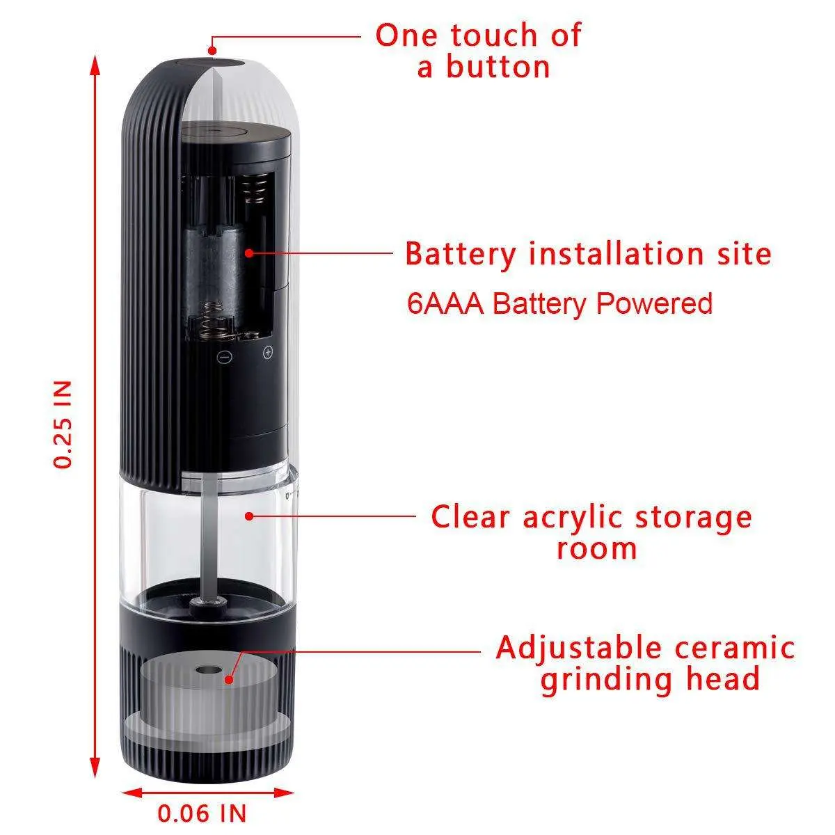 China Electric ABS Battery Operated Salt and Pepper Mill with Soft Feel Suppliers, Factory