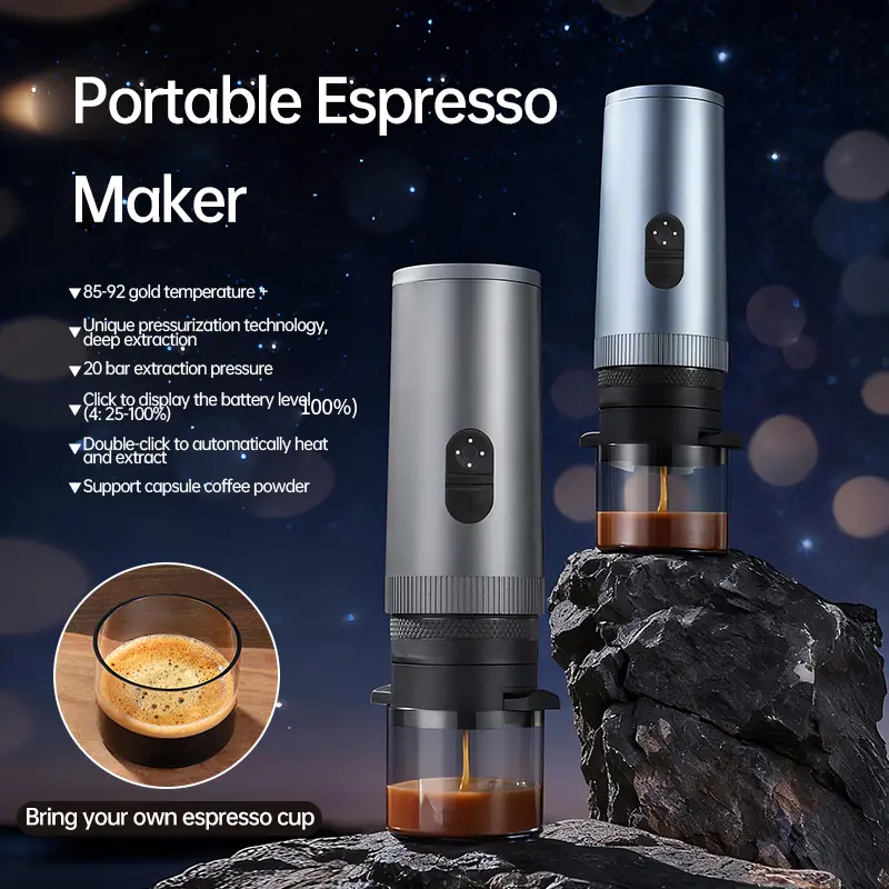 China Self-Heating Capsules & Ground Travel Portable Espresso Maker with USB-C for Camping Manufacturer, Supplier